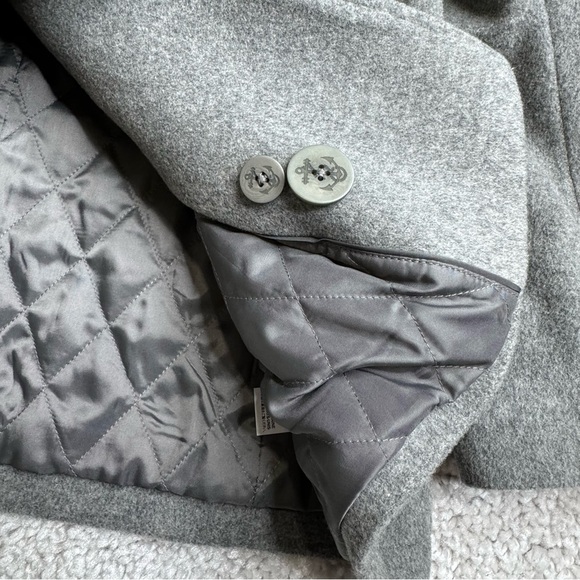 LL Bean Coat Size 8 Womens Gray Bellandi Wool Peacoat Italian Classic Nautical - Picture 12 of 13